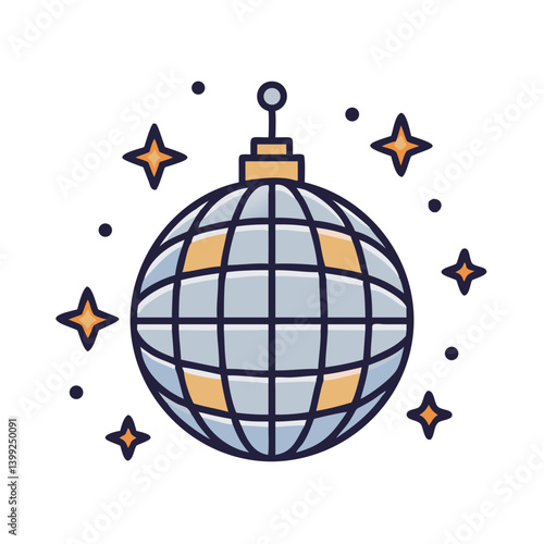 Disco Ball with Sparkle Effect Icon Design
