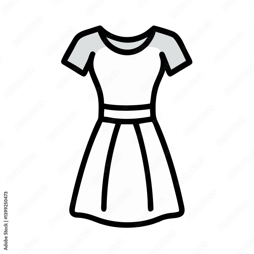 Party Dress with Short Sleeves Icon Design Party Dress with Short Sleeves Icon Design