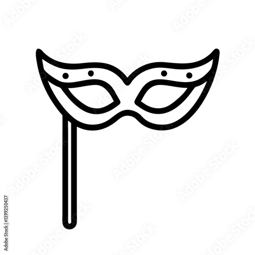 Masquerade Mask on Stick Icon Design