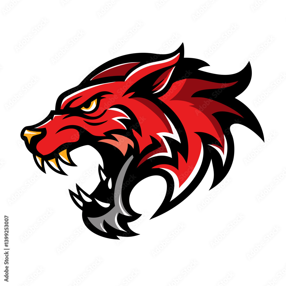 Naklejka premium This is a bold and fierce animal mascot logo—perfect for sports teams, clubs, gaming avatars, or merchandise branding.