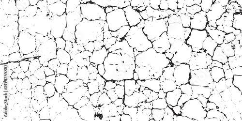 Distress Grunge Texture. Seamless Pattern. Halftone Old, Retro Background. Broken, Cracked Wall Texture. Scratched, Dirt Print. Black and White Grunge Style. Noise Rough Design. eps 10