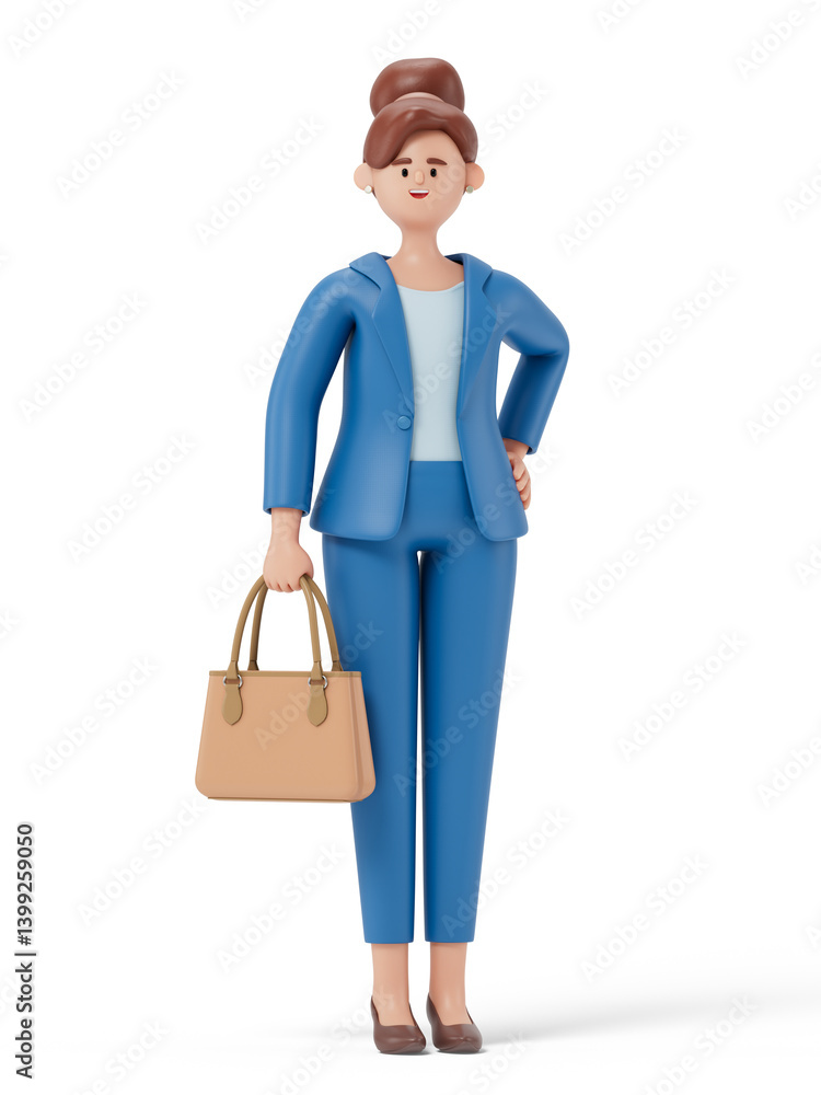 woman holding a briefcase, symbolizing work, business, or professionalism. 3D rendering, conceptual image. Isolated on white background. woman holding a briefcase, symbolizing work, business, or professionalism. 3D rendering, conceptual image. Isolated on white background.