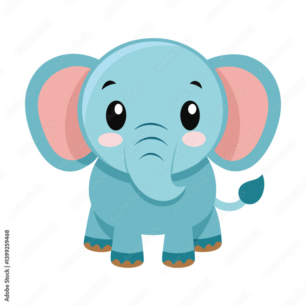 Naklejka premium Baby cartoon elephant vector art isolated on white background,