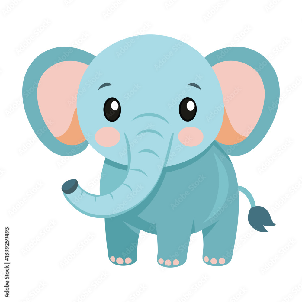 Naklejka premium Cartoon elephant vector isolated on white background,