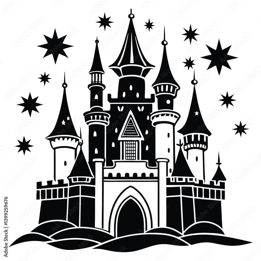Fototapeta premium Castle silhouette isolated on white background,