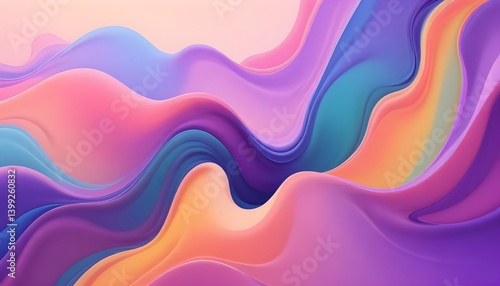 Organic abstract background with flowing liquid shapes, iridescent colors, minimalist composition