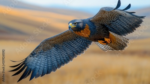 Majestic Flight of a Black-Chested Buzzard-Eagle