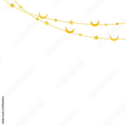 Hanging ramadan lantern lights with stars and crescent. Vector for ramadhan greeting design. Vector illustration