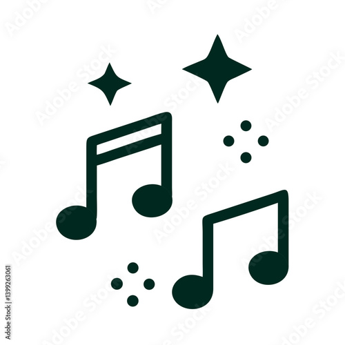 Musical Notes with Sparkle Effect Icon Design