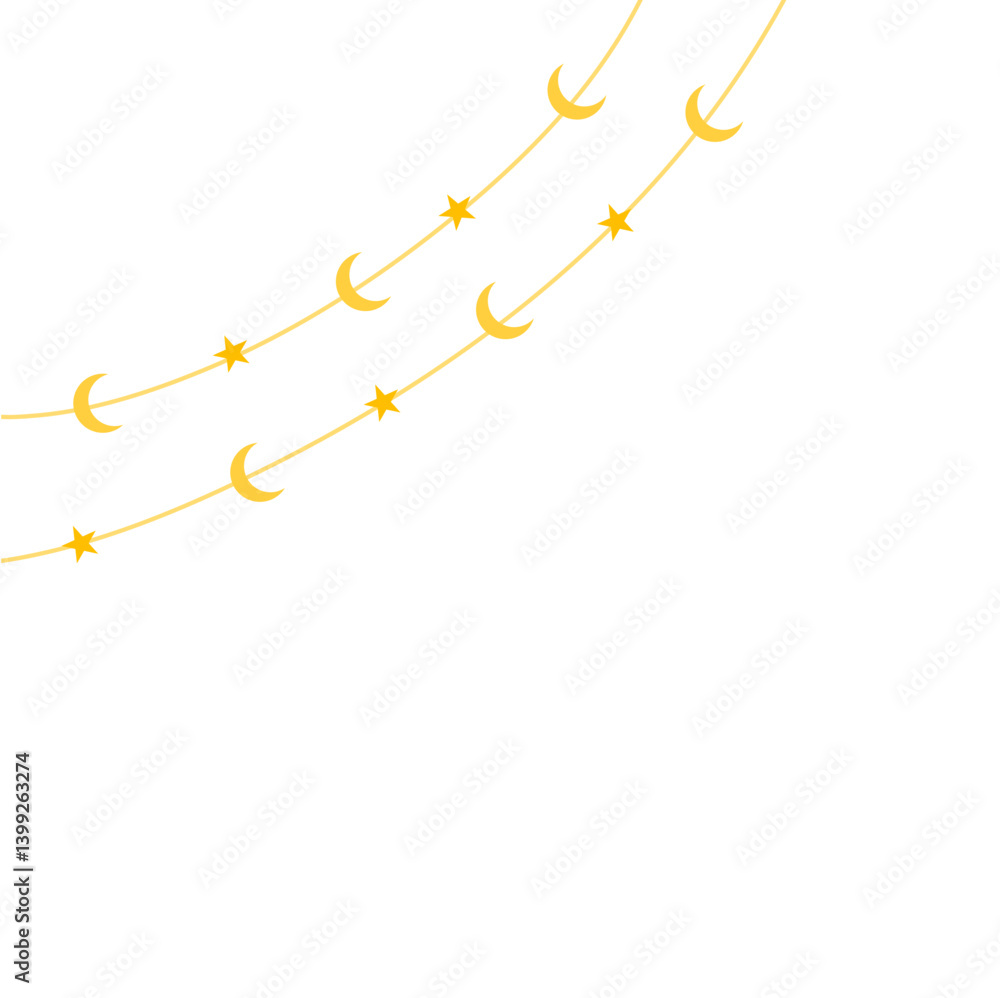 Hanging ramadan lantern lights with stars and crescent. Vector for ramadhan greeting design. Vector illustration Hanging ramadan lantern lights with stars and crescent. Vector for ramadhan greeting design. Vector illustration