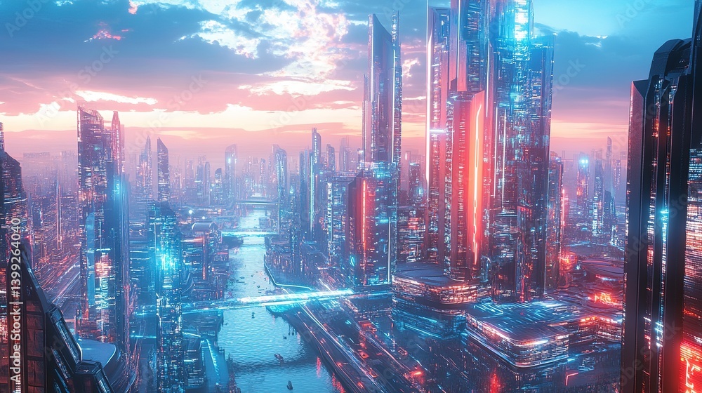 A futuristic city using AI to optimize energy consumption and efficiency. A futuristic city using AI to optimize energy consumption and efficiency.