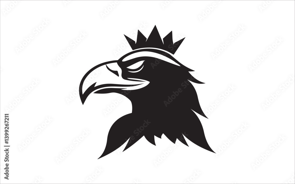 Obraz premium Crowned Eagle Head Silhouette Logo – Royal Bird Vector Design