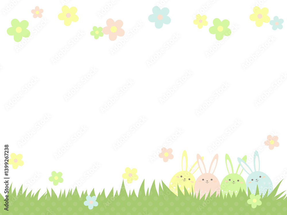 イースターエッグがかわいい春のイラストフレーム素材 イースターエッグがかわいい春のイラストフレーム素材