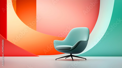 Teal Velvet Armchair in Vibrant Geometric Room