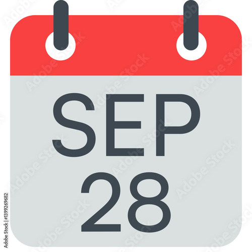 28 September Vector Calendar Icon. Isolated Vector Calendar. 