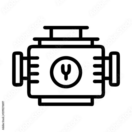 Engine Block with Power Symbol Icon Design