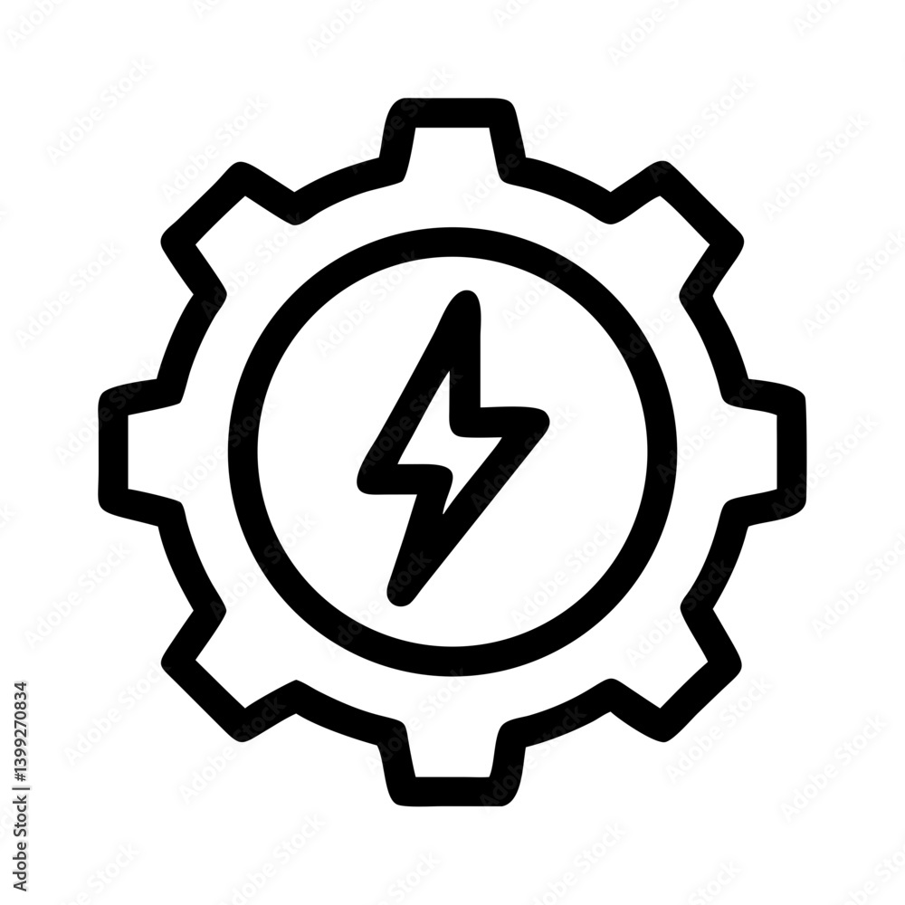 Gear Wheel with Lightning Bolt Icon Design Gear Wheel with Lightning Bolt Icon Design