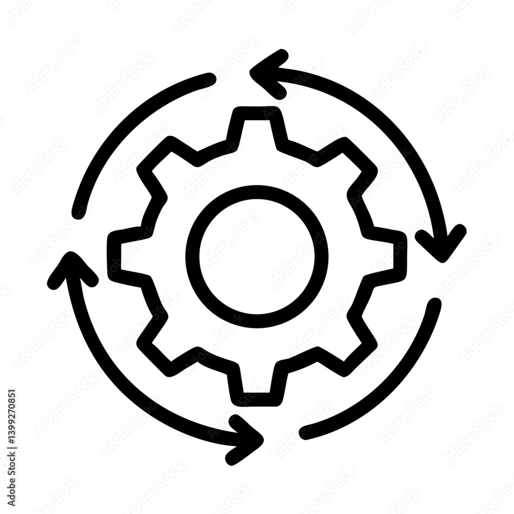 Gear with Circular Arrows Symbol Icon Design Gear with Circular Arrows Symbol Icon Design