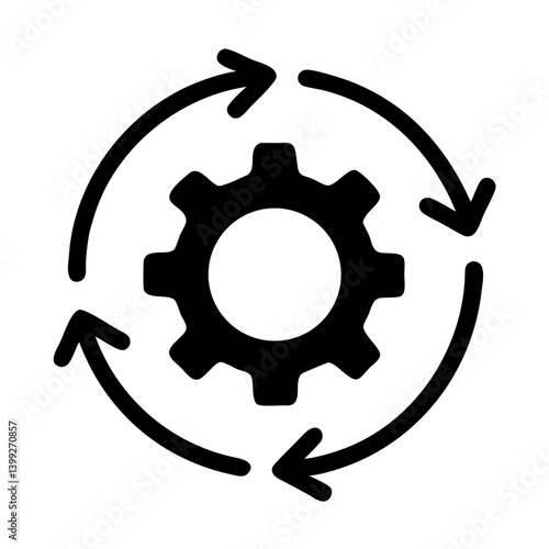 Gear with Circular Arrows Symbol Icon Design