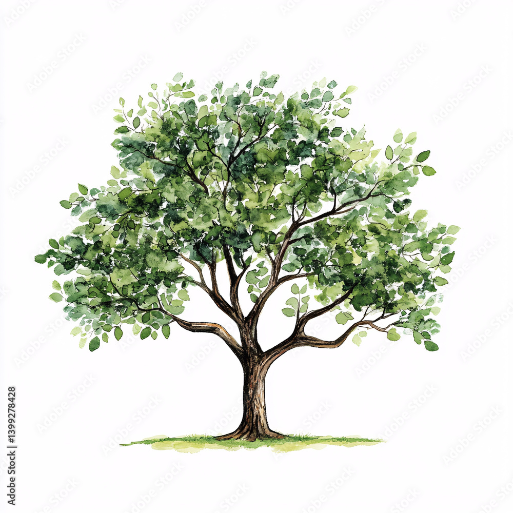 Obraz premium Watercolor Tree Painting Illustration Artwork Stock Image