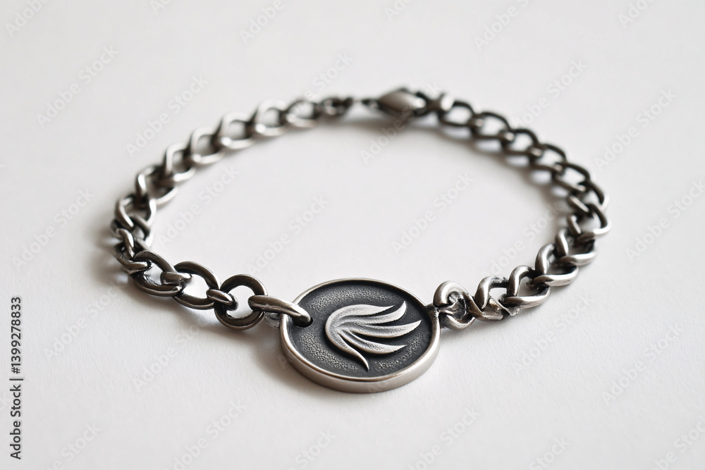 Silver Bracelet Jewelry Design Close Up on White Background Silver Bracelet Jewelry Design Close Up on White Background
