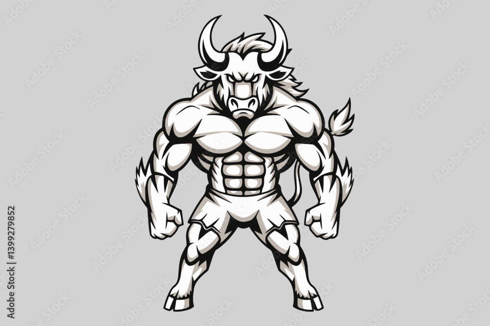 Fototapeta premium muscular bull illustration vector