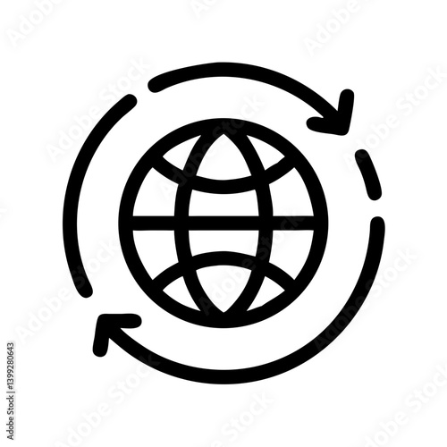 Globe with Circular Arrows Symbol Icon Design