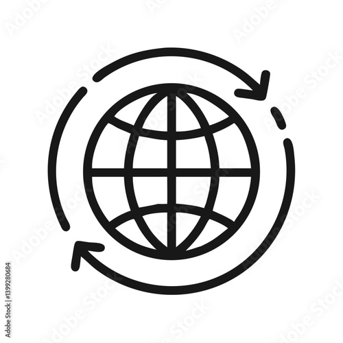 Globe with Circular Arrows Symbol Icon Design
