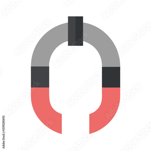 Horseshoe Magnet with Polarity Symbol Icon Design