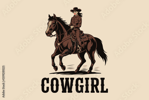 cowgirl illustration vector