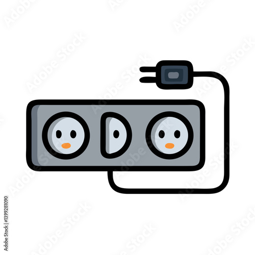 
Power Strip with Dual Outlets Icon Design