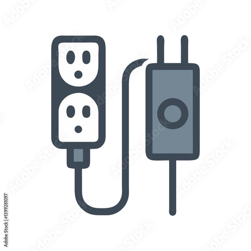 
Power Strip with Dual Outlets Icon Design