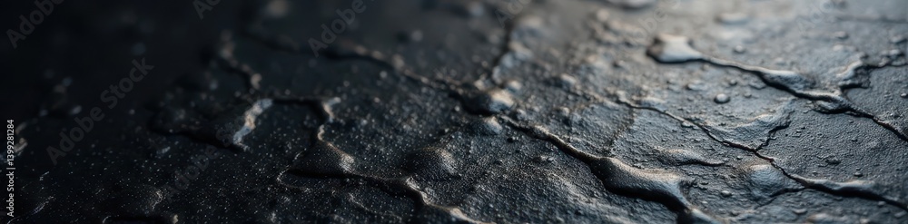 Dark, polished metallic foil; uneven surface, rich blacks, texture background, background image, surface Dark, polished metallic foil; uneven surface, rich blacks, texture background, background image, surface