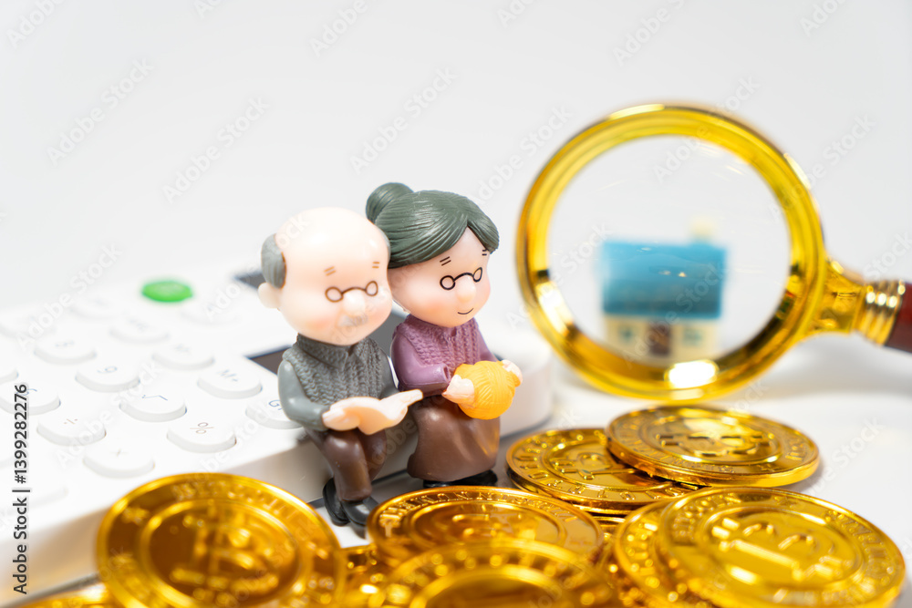 Caring Seniors Planning for Future Finances with Magnifying Glass