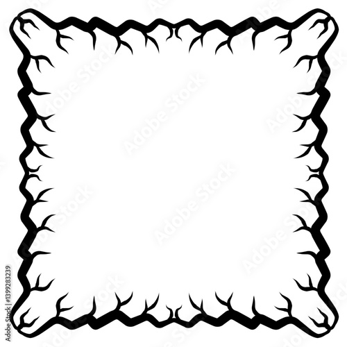 Decorative border design with jagged edges and organic shapes, suitable for framing text or images