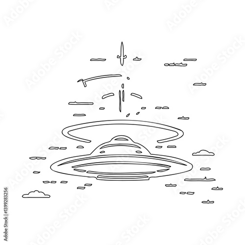 Sketchy Outlines Depicting a Flying Saucer