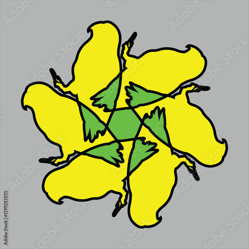 Abstract and fauna ceramic motif design with colorful colors on a gray background