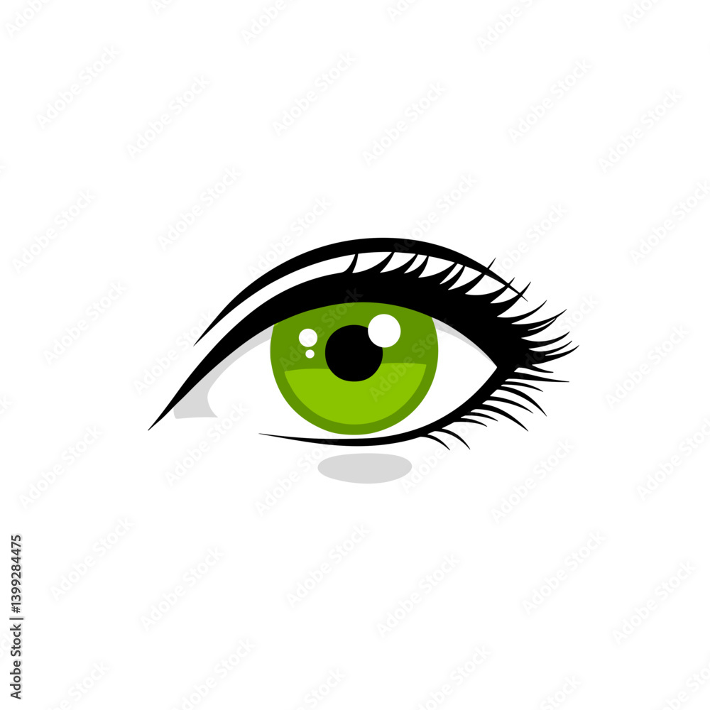 Elegant Green Eye Illustration with Refined Clean Lines Elegant Green Eye Illustration with Refined Clean Lines