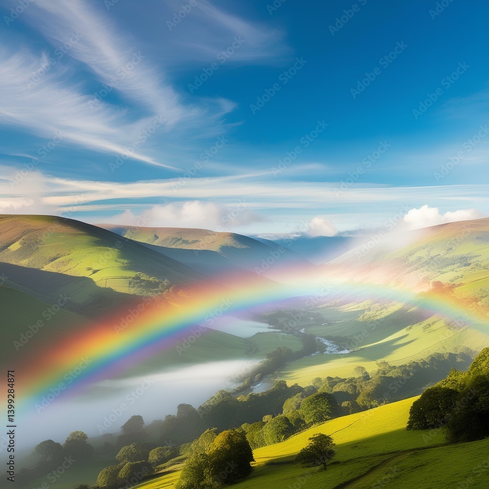 Obraz premium landscape with rainbow in valley