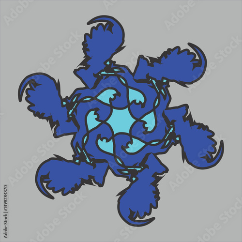 Abstract and fauna ceramic motif design with colorful colors on a gray background