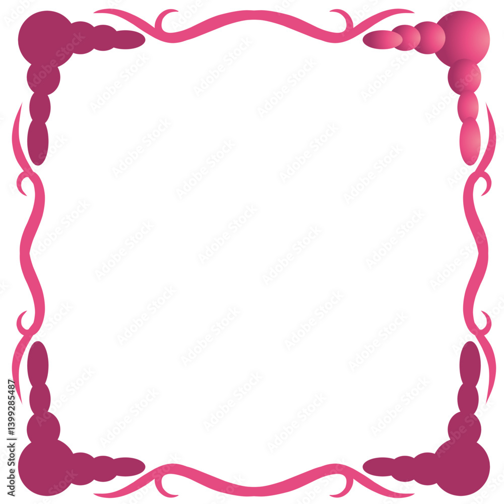 Abstract decorative frame design with pink shapes and curves, suitable for invitations or artwork Abstract decorative frame design with pink shapes and curves, suitable for invitations or artwork