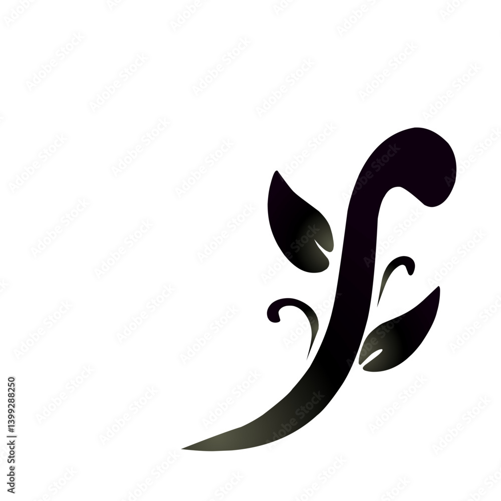 Abstract design featuring a stylized leaf silhouette on a white background, ideal for nature themes Abstract design featuring a stylized leaf silhouette on a white background, ideal for nature themes