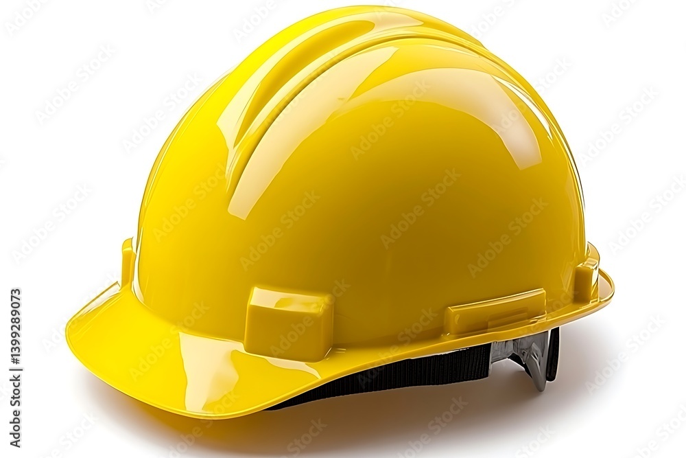 Fototapeta premium Striking yellow safety helmet conveys protection and workplace regulations