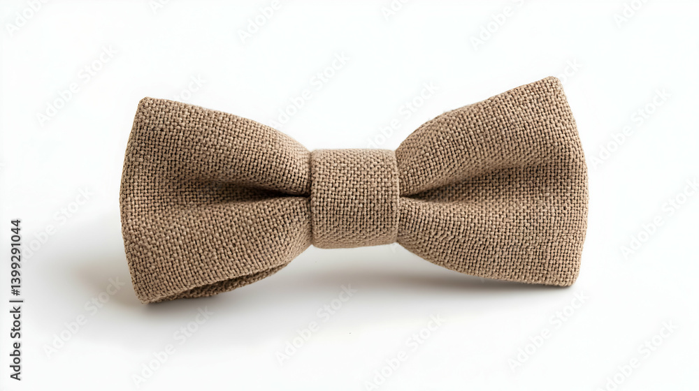 Beige Textured Bow Tie On White Background Beige Textured Bow Tie On White Background