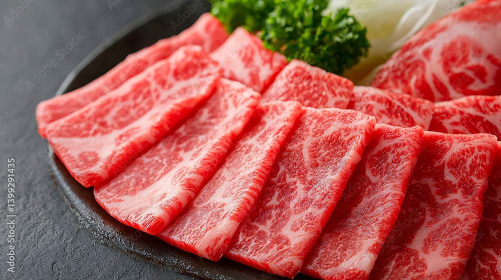 Sizzling wagyu beef slices japanese cuisine food photography restaurant setting close-up culinary delight Sizzling wagyu beef slices japanese cuisine food photography restaurant setting close-up culinary delight