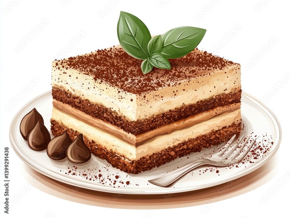 Tiramisu slice on a plate Tiramisu slice on a plate
