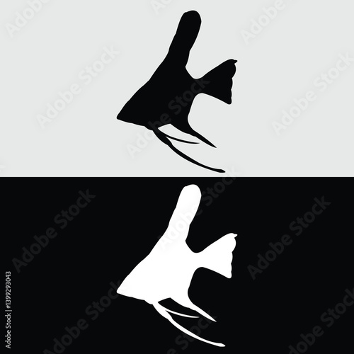 angelfish logo silhouette design with black and white color