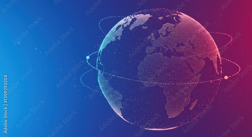 Fototapeta premium Global Network Connection: Abstract Earth Visualization