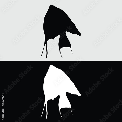 angelfish logo silhouette design with black and white color
