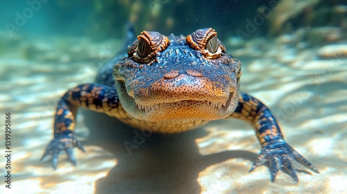 Wallpaper Mural Close-up of a Juvenile Alligator in Shallow Water Torontodigital.ca